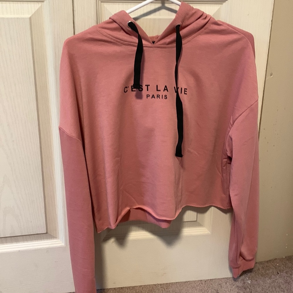 pink cropped sweater
